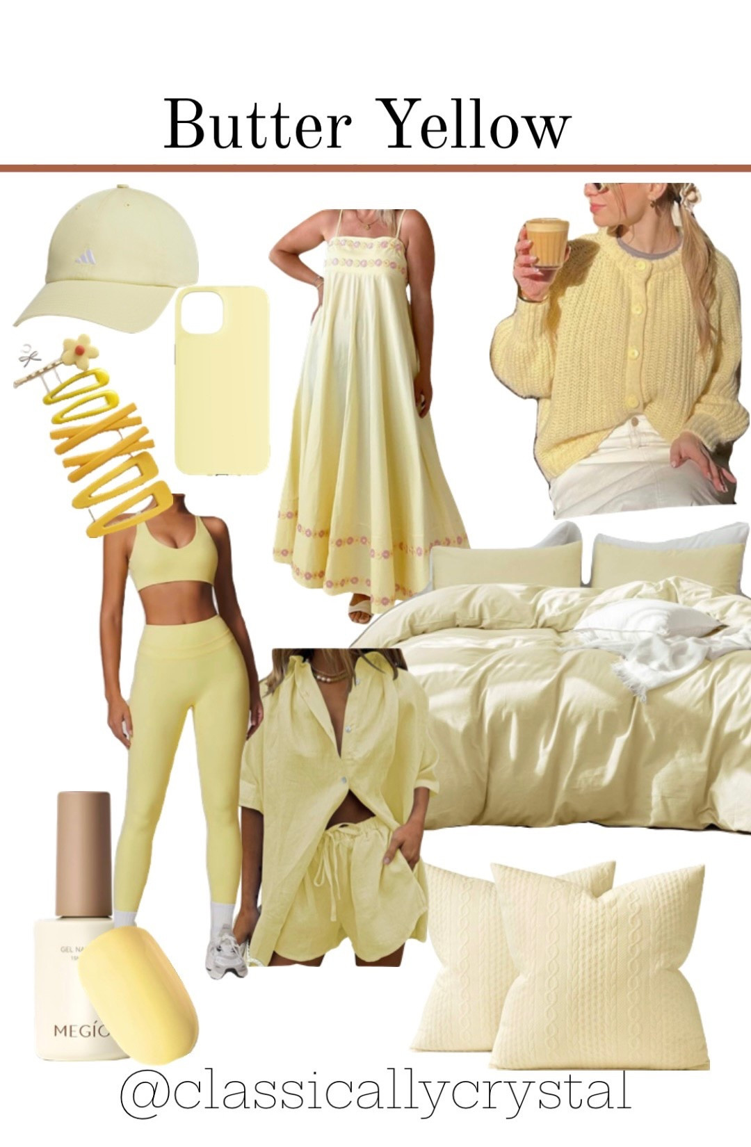 Butter yellow items for spring, spring butter yellow, yellow athletic set, butter yellow bed set, butter yellow accessories, yellow hair clips, soft yellow adidas ballcap, yellow phone case, yellow spring cardigan, yellow set, Amazon butter yellow, Amazon finds #ltkspring #spring #butteryellow #amazon #ltkamazon 

#LTKSeasonal #LTKFindsUnder50 #LTKStyleTip