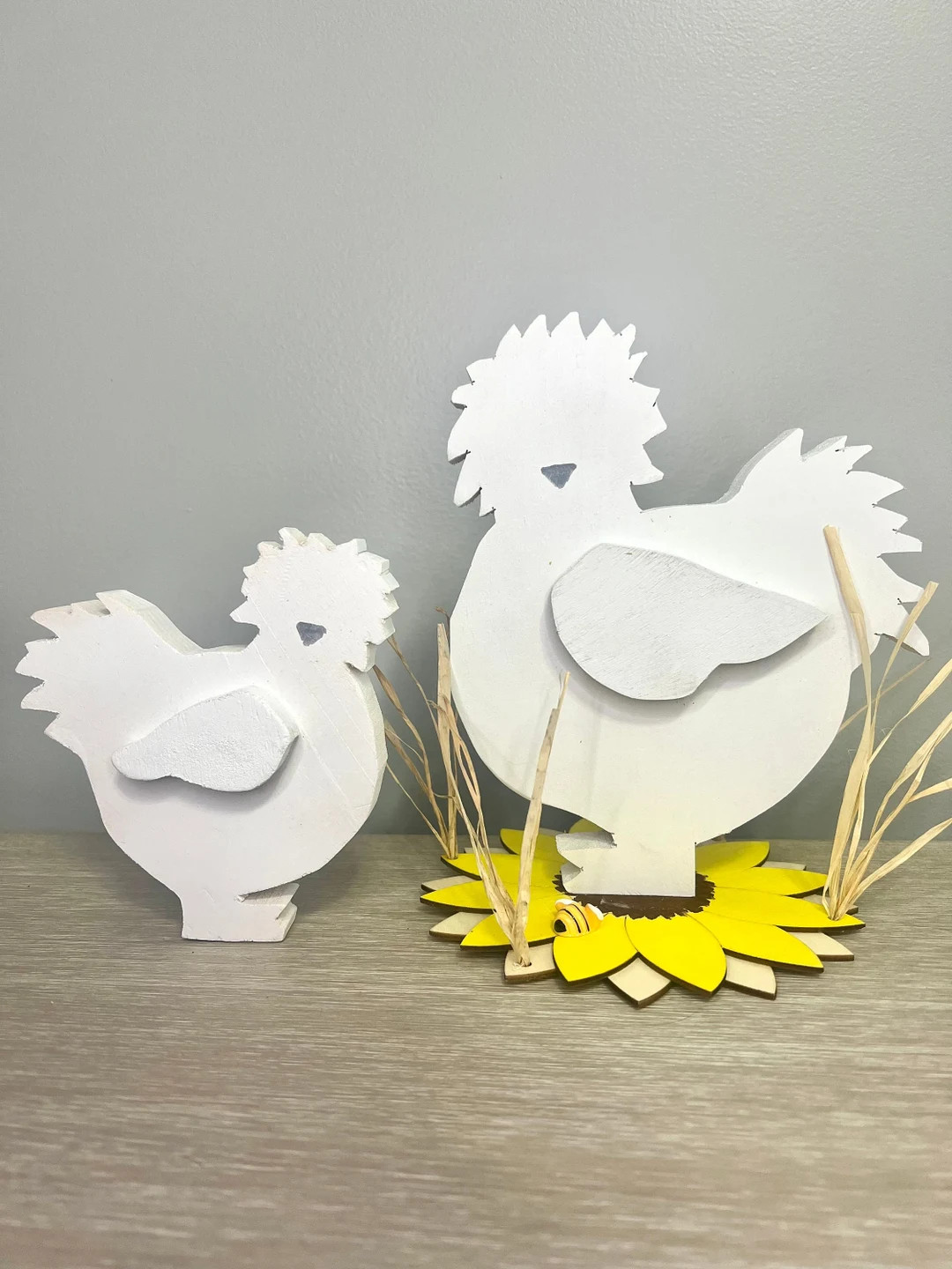 Silkie Hen and Baby Silkie set | Silkie Chicken | Wood crafts | Chickens | Country Farmhouse deco... | Etsy (US)