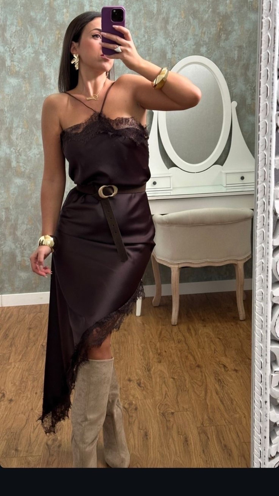 black brown, white lace /satin silk midi dress

#LTKootd #LTKPetite #LTKBeauty