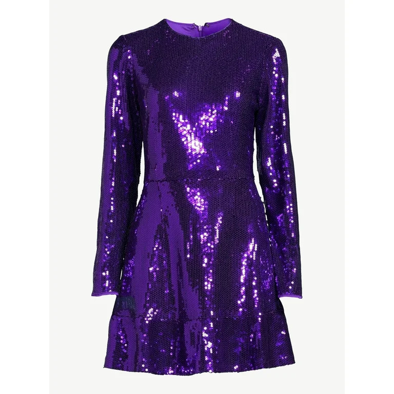 Scoop Women's Sequin Mini Dress with Ruffled Hem - Walmart.com | Walmart (US)