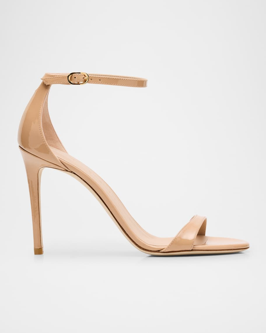 Stuart Weitzman Nudist II Patent Ankle-Strap Sandals | Neiman Marcus