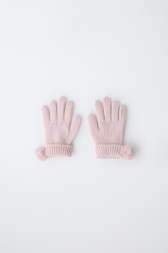 POM-POM KNIT GLOVES | Zara US
