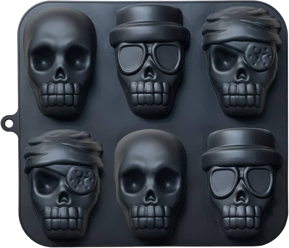 JETKONG Skull Cake Pan Silicone Skull Cakelet Mold Skull Pirate Cake Tin Baking Pan (Black) | Amazon (US)