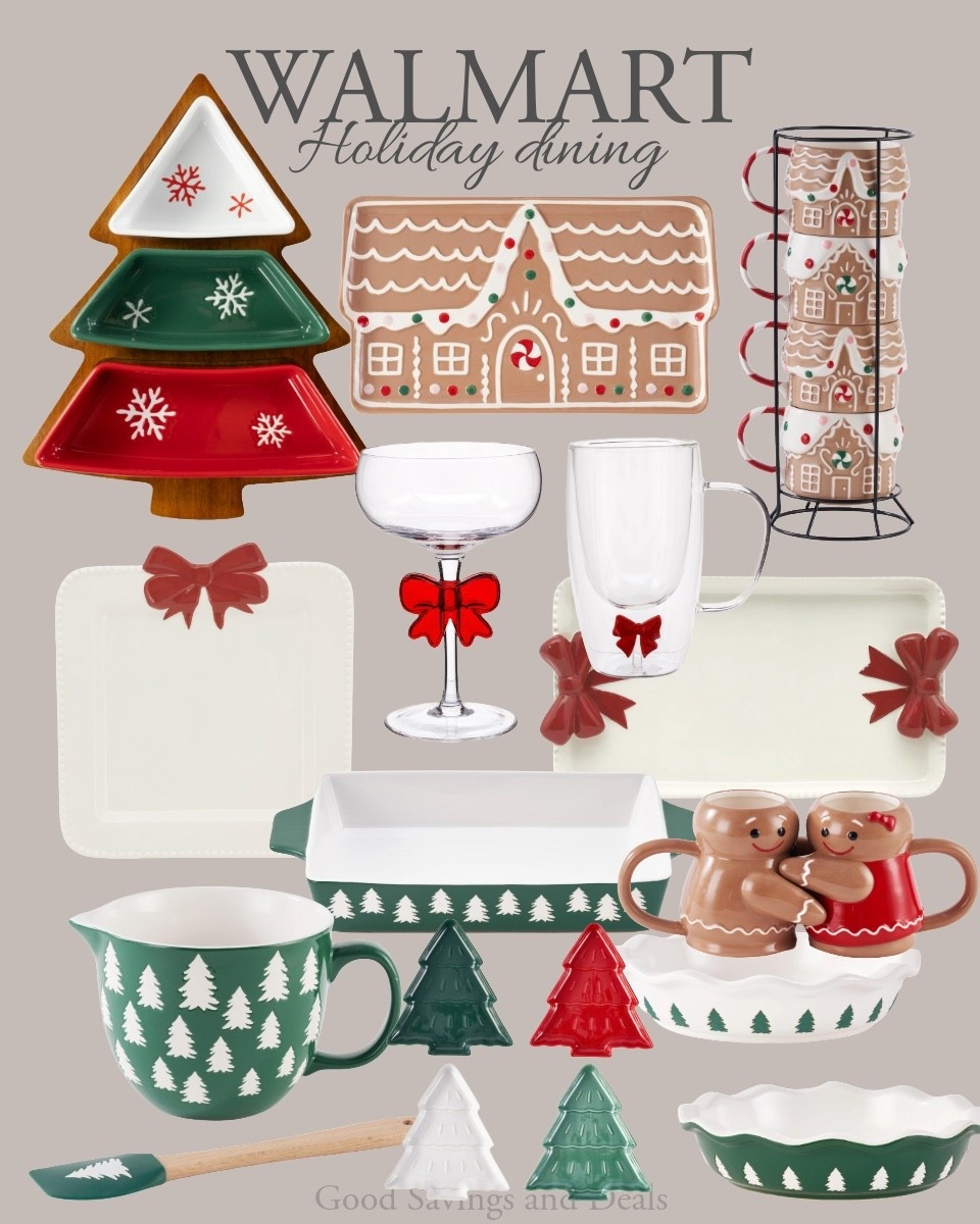 Walmart holiday dining. Christmas dining. Gingerbread tray. Bow ceramic tray. Charcuterie tray. 

#LTKfoodie #LTKHoliday #LTKHome