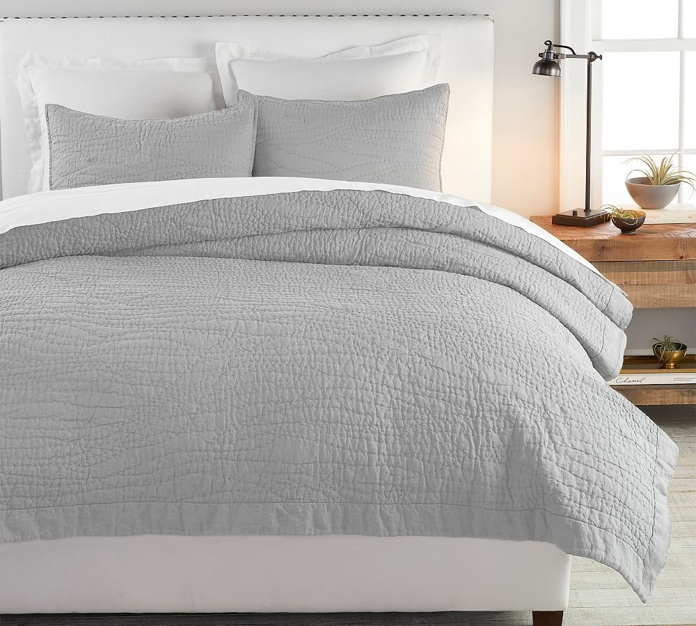 Flagstone Belgian Flax Linen Handcrafted Quilt, Full/Queen | Pottery Barn (US)