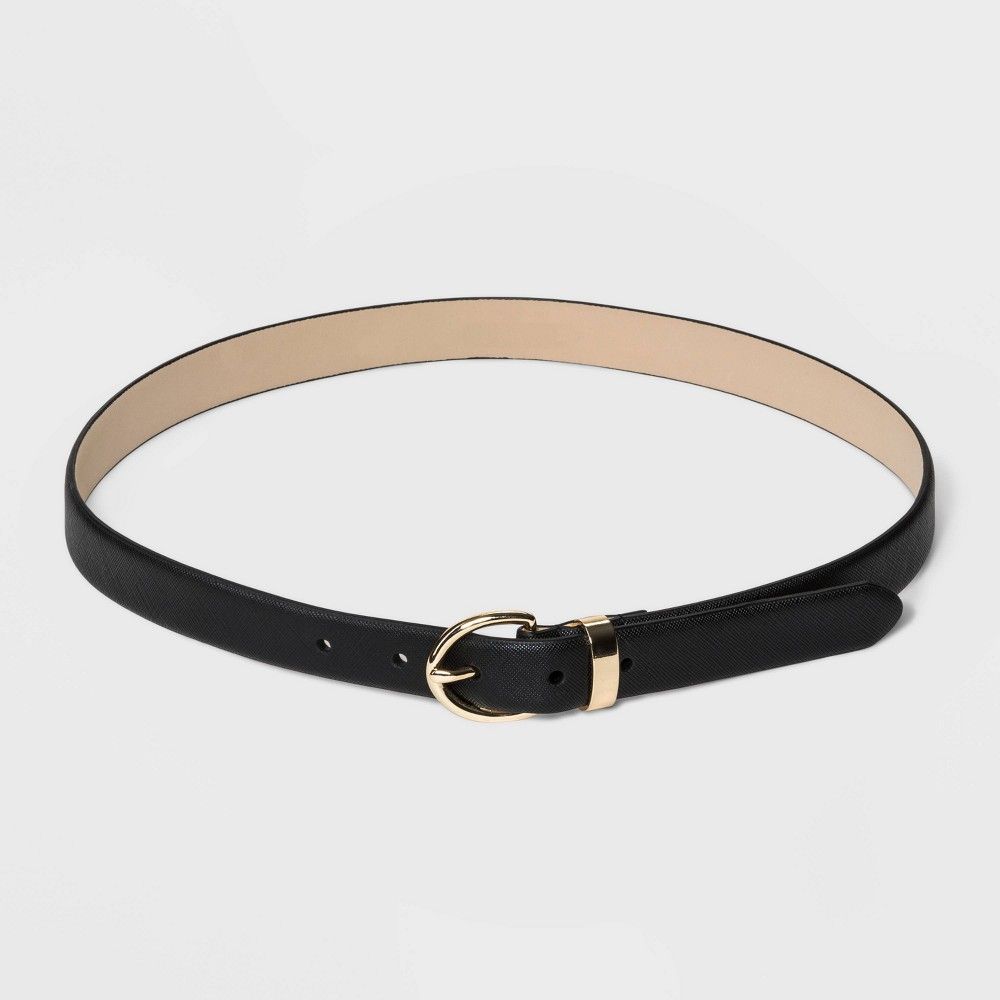 Women's Saffiano Belt - A New Day Black M | Target