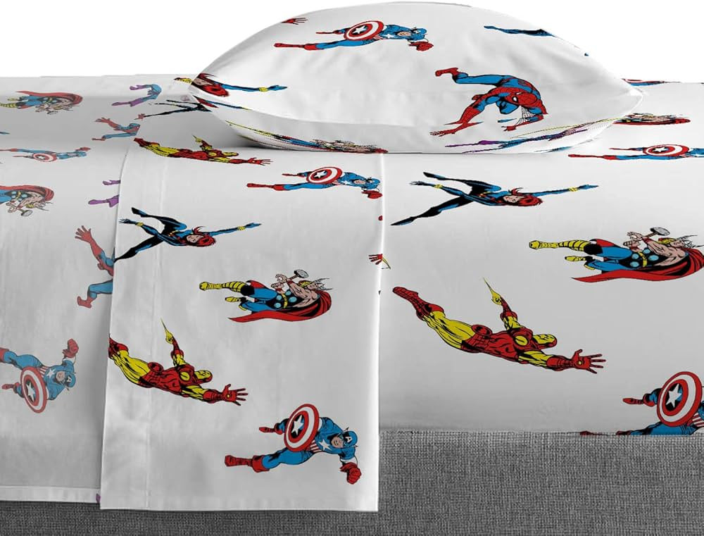 Saturday Park Marvel Comics Avengers Invincible Twin Sheet Set - 3 Piece 100% Organic Cotton Shee... | Amazon (US)