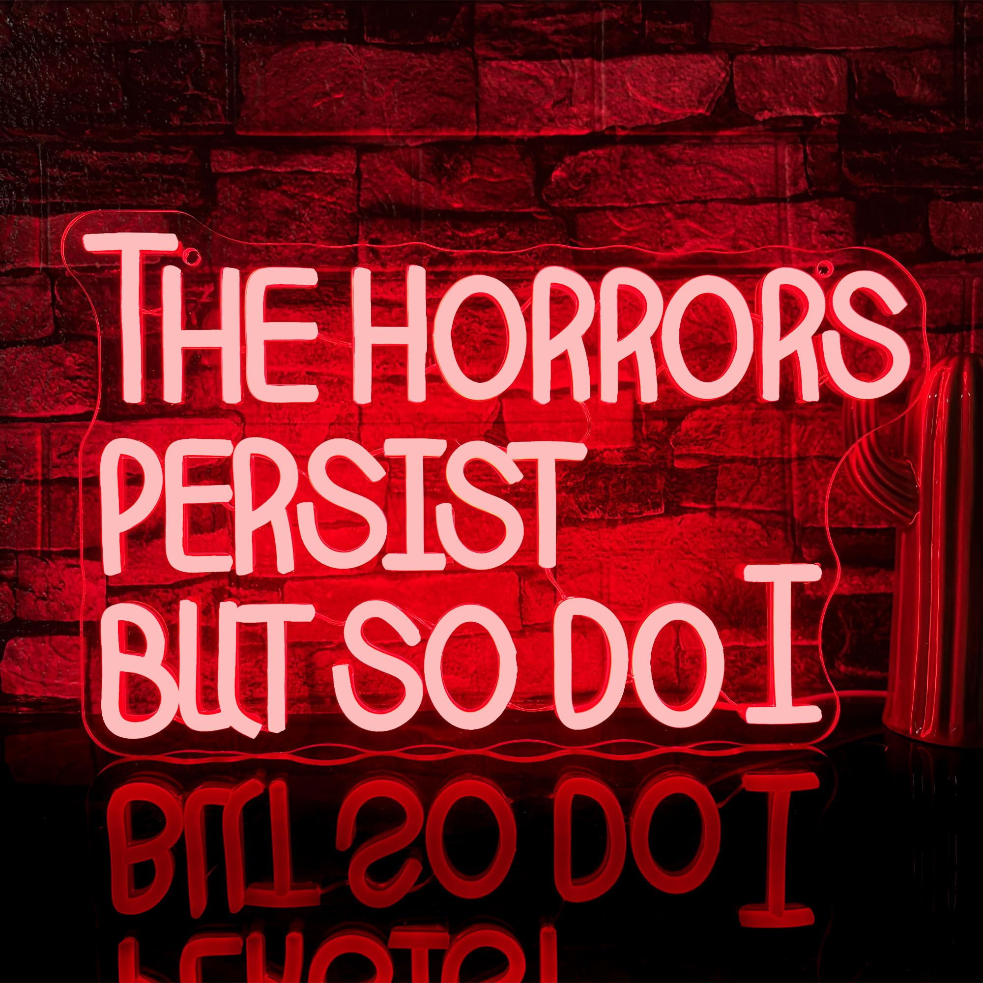 The Horrors Persist But So Do I Neon Sign, USB Powered Dimmable LED Inspirational Wall Decor Art,... | Amazon (US)