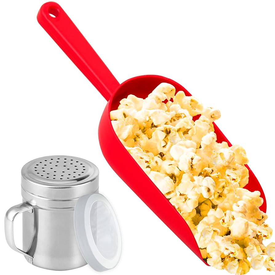 CUSINIUM Red Popcorn Plastic Scoop with Popcorn Salt Shaker (Handle, Plastic Cap) - Popcorn Conce... | Amazon (US)