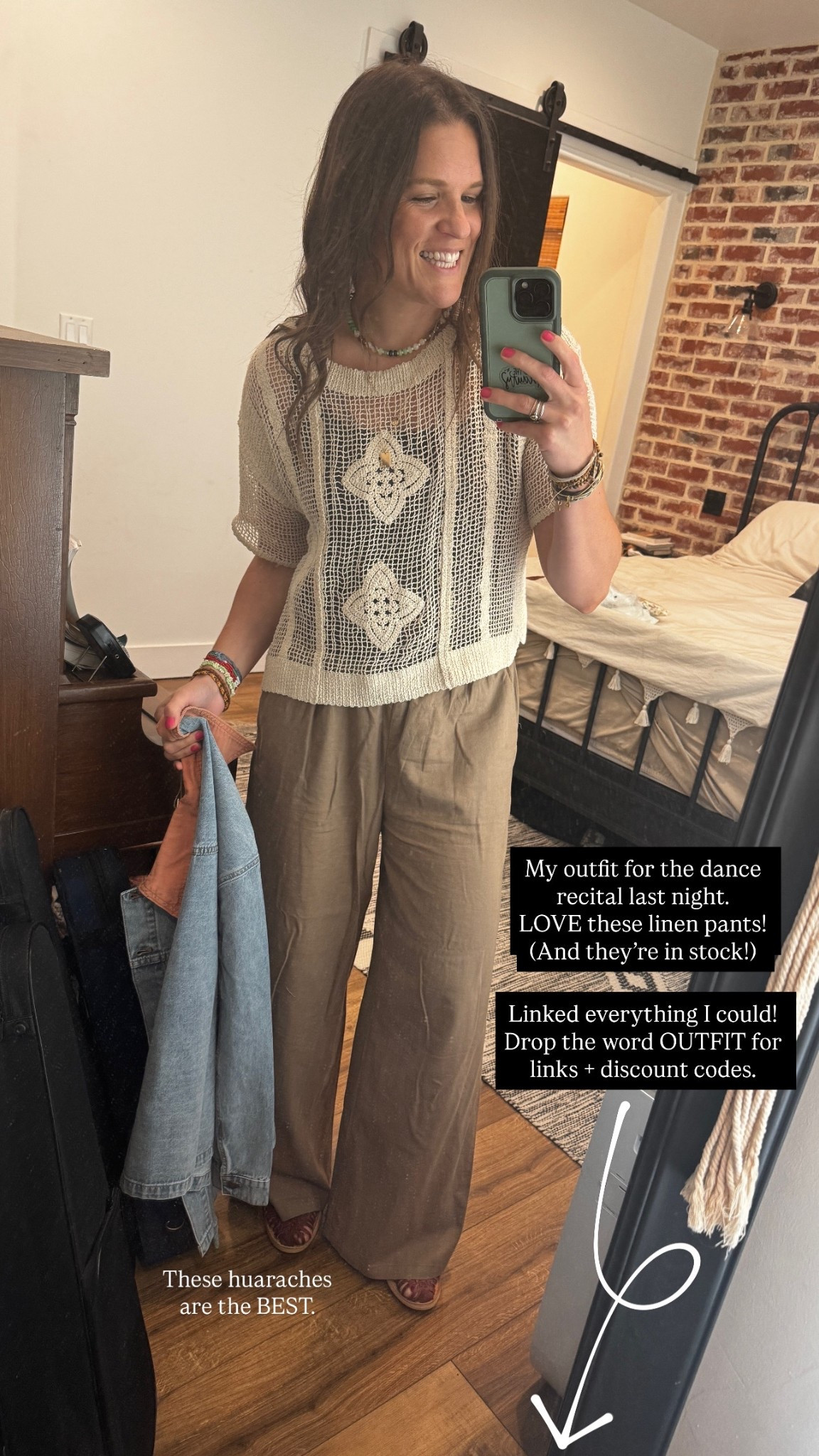 Such a good fit! 
Linen pants, crochet cardigan, and barn jacket are from Neuflora! Code ALLIE works for a discount at checkout. 

#LTKmomlife #LTKootd