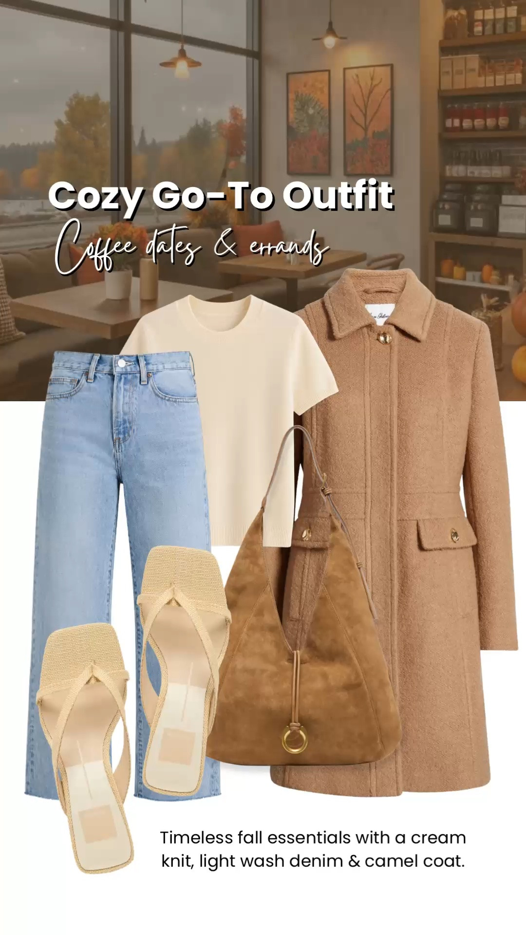 A timeless outfit you’ll reach for all season long. A cream knit, light wash straight-leg jeans, a classic camel coat, and neutral accessories create an effortless look that’s perfect for coffee dates, errands, lunch with friends, or casual weekends. Even better, several of these wardrobe staples are currently on sale, making it a great time to add these classics to your closet.

💡 LTK MADE EASY
❤️ Heart = Support my posts!
🔖 Save = Get sale & restock alerts
📋 Lists = Keep favorites organized
📲 Share = Send lists and products to a friend. Hello, Christmas List!
💬 Comment = Ask me anything about what I’m wearing. :-)

#LTKootd #LTKSaleAlert #LTKOver40