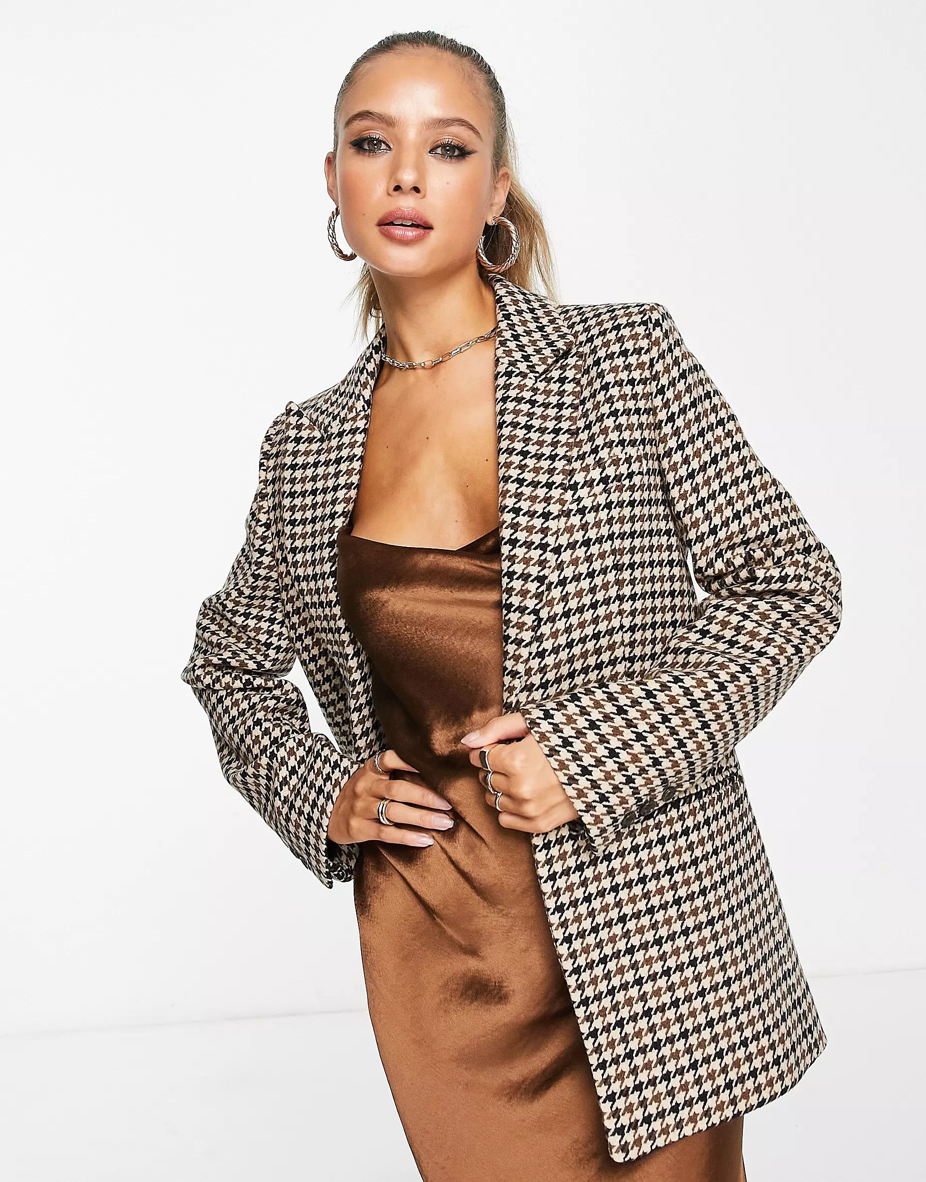 & Other Stories co-ord wool blazer in brown dogtooth | ASOS (Global)