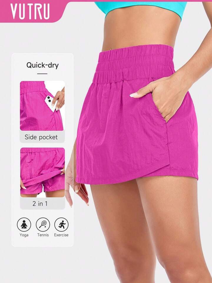 VUTRU Women Woven Tennis Skirt Shorts With Double Pockets, High Waisted And Slimming Athletic Ski... | SHEIN