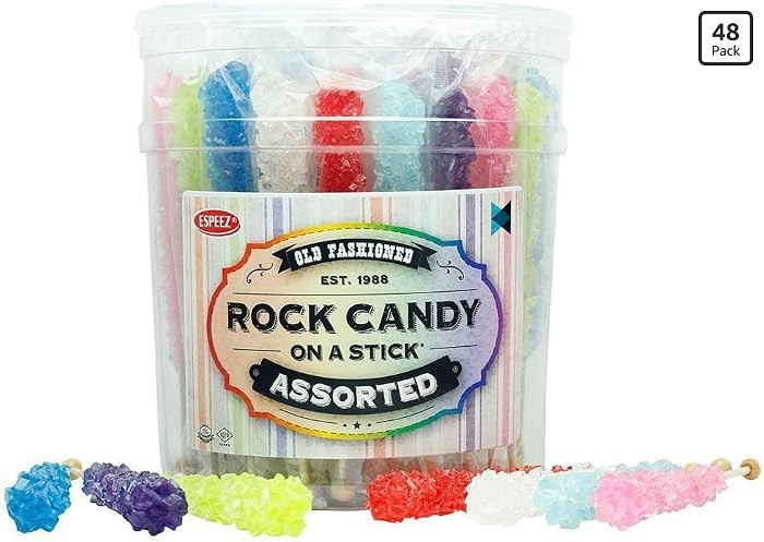 Extra Large Rock Candy Sticks: 48 Assorted Lollipop - Party Favors - Candy Buffet - Bulk Rock Can... | Amazon (US)