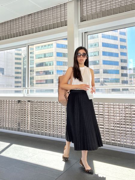 This was the first look I wore to jury duty. I kept it simple with a white silk tank and a pleated midi skirt. It was the first time I spent “out on a schedule” that was not personal time. I’m still working from home so this was a nice change in pace… However, waiting isn’t always pleasant… This was a very casual yet comfortable outfit that I believe was still appropriate for court!

#LTKunder100 #LTKitbag #LTKworkwear