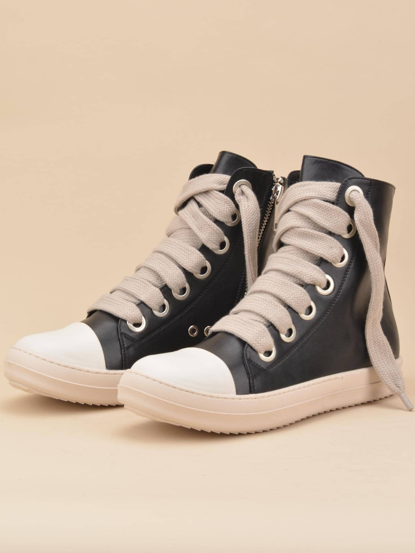 Sporty Sneakers For Women, Two Tone Lace-up Front High Top Skate Shoes | SHEIN