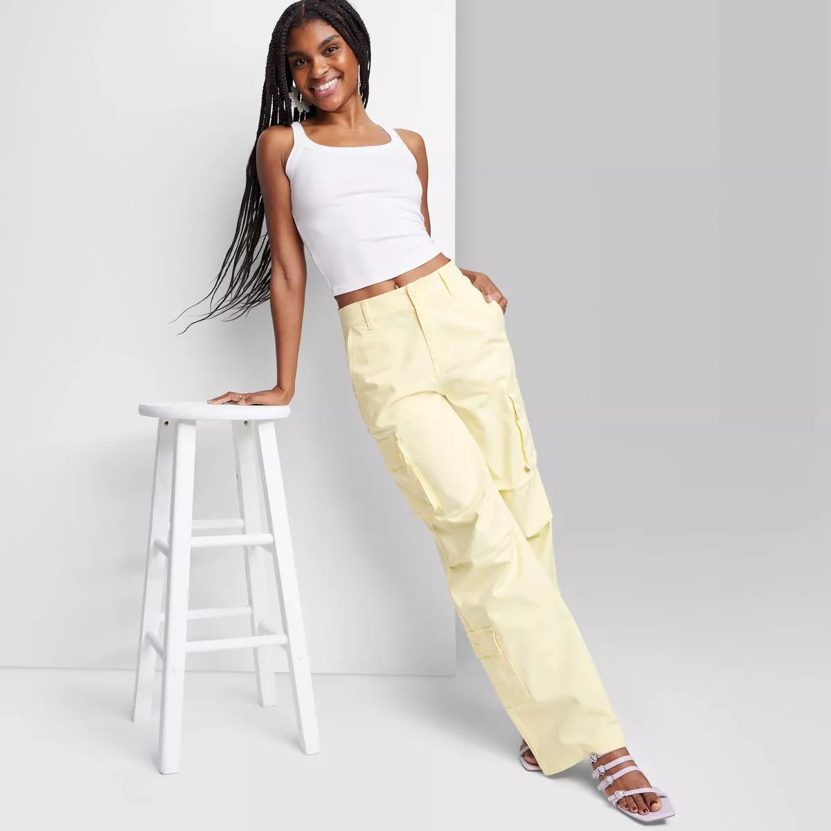 Women's High-Rise Cargo Utility Pants - Wild Fable™ Light Yellow XS | Target