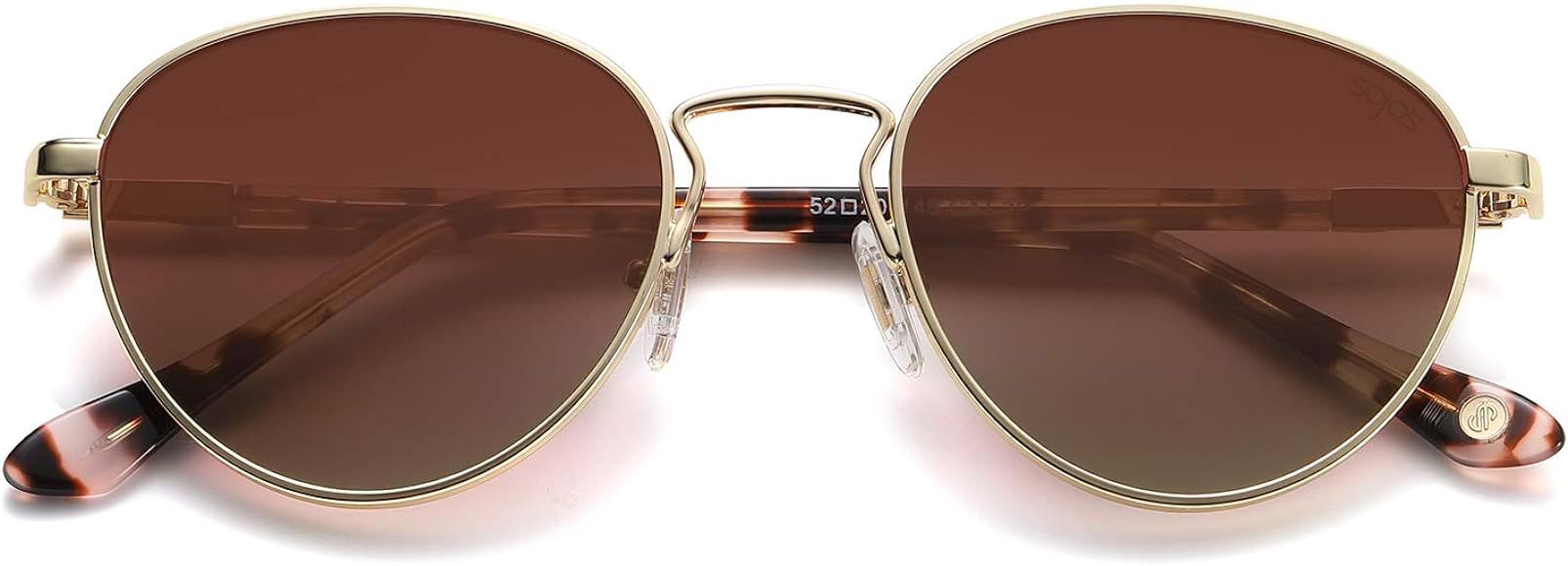 Small Retro Oval Polarized Sunglasses with Acetate Temple Amber SJ1133 | Amazon (US)