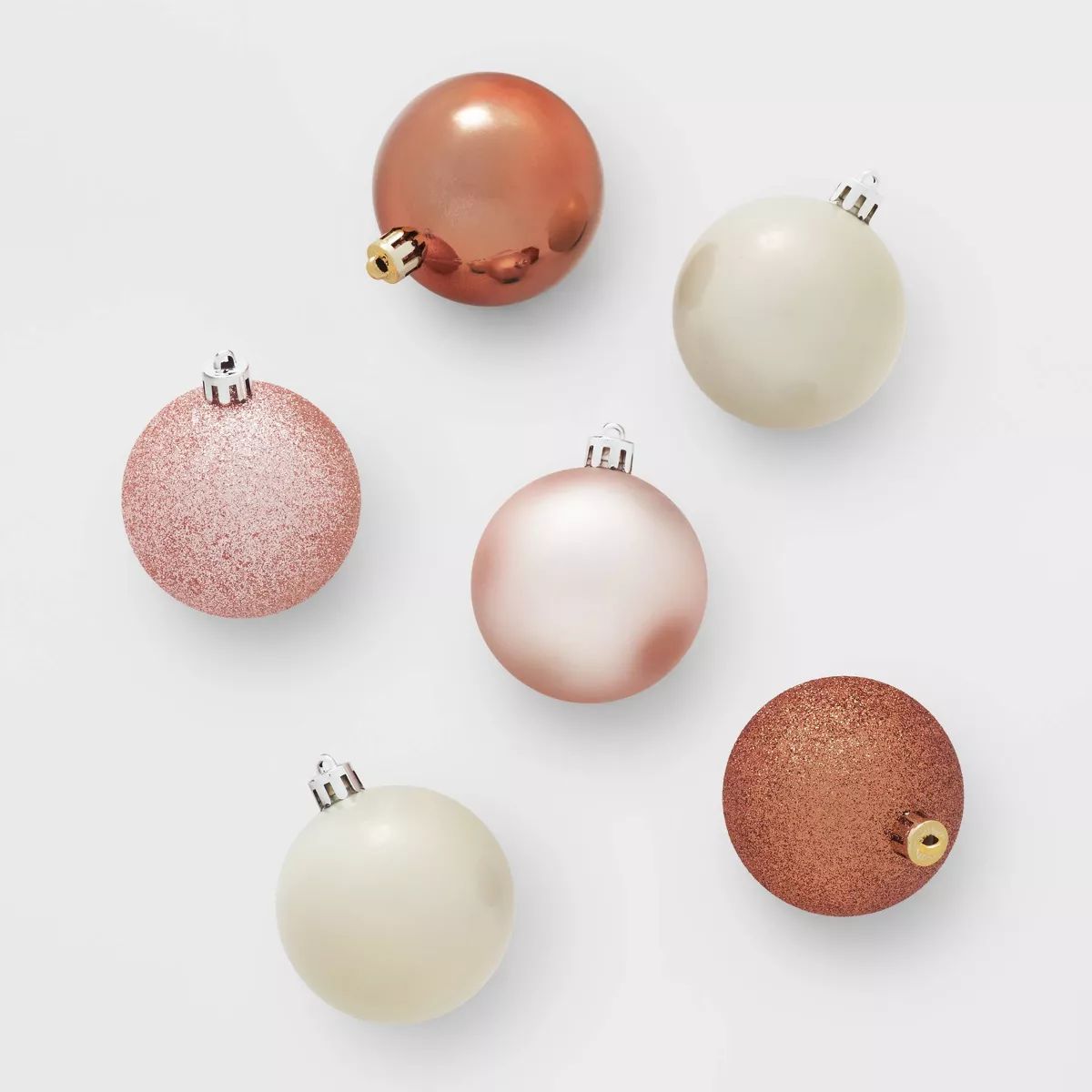 50ct Shatter-Resistant Round Christmas Tree Ornament Set Pink/Ivory/Brown - Wondershop™ | Target