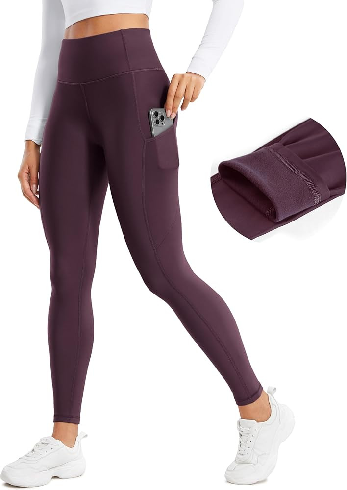 CRZ YOGA Thermal Fleece Lined Leggings Women 28'' - Winter Warm High Waisted Hiking Pants with Po... | Amazon (US)