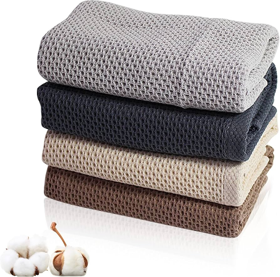 4Pack Cotton Gym Towel(13.7" x 27.5"), Yoga Sports Towel, Cool Waffle Pattern Towel for Neck and ... | Amazon (US)
