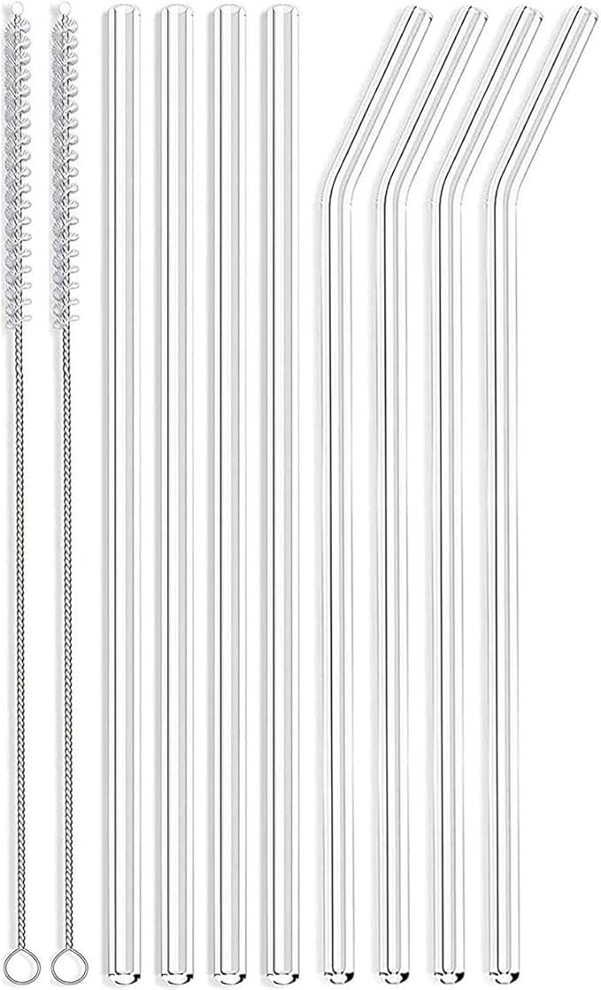 ALINK Skinny Clear Glass Straws, 10.5" x 7 mm Long Reusable Drinking Straws for 30 oz 20 oz RTIC/... | Amazon (US)