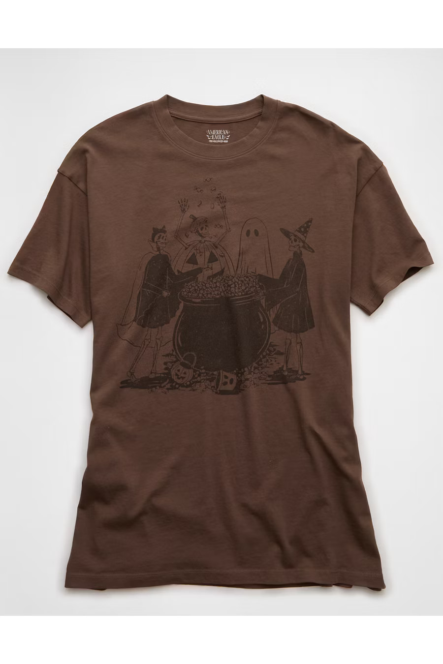 AE Oversized Halloween Graphic T-Shirt Women's Brown Large/X-Large | American Eagle Outfitters (US & CA)