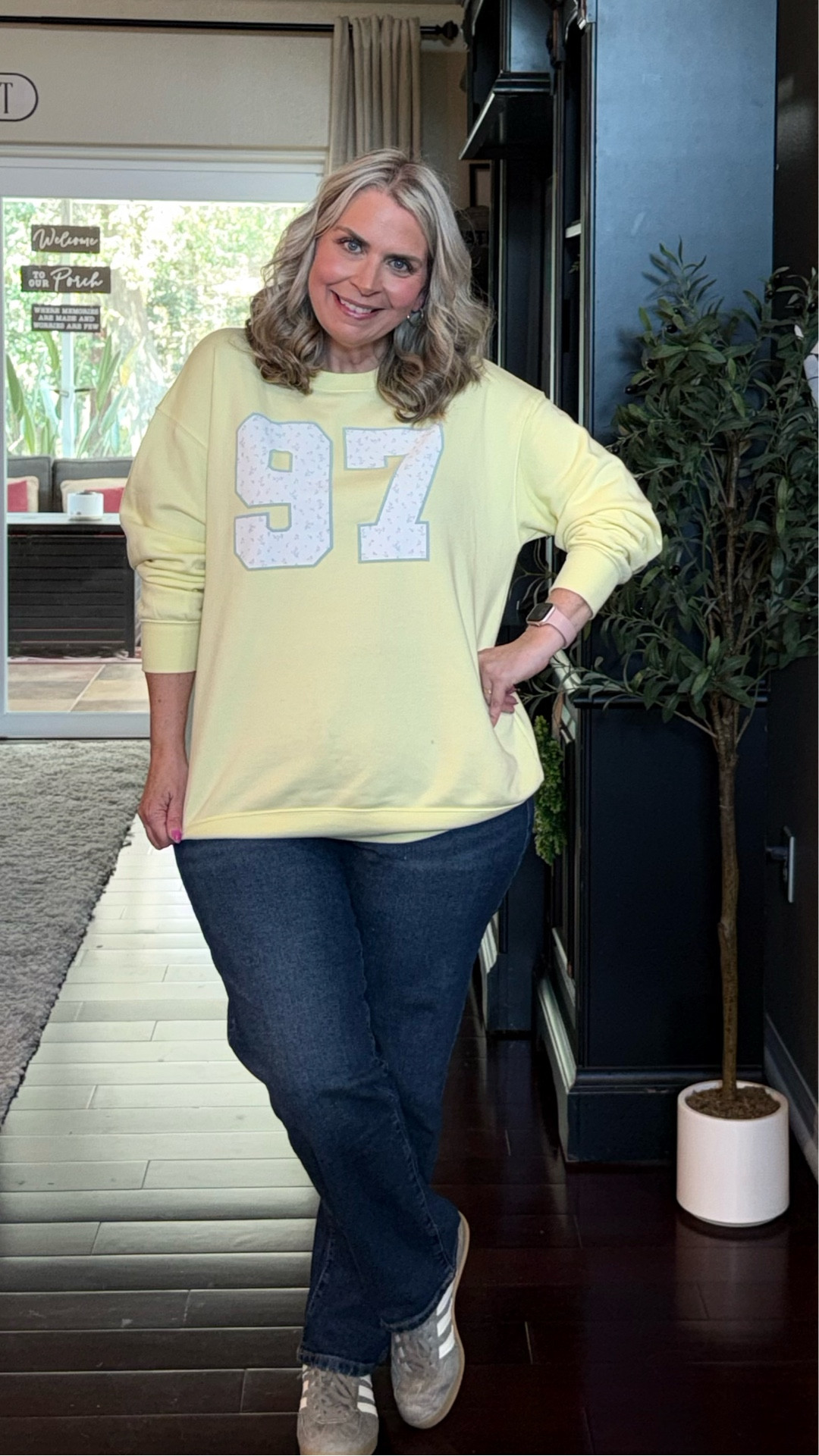 I found the cutest $14 sweatshirts at @walmart! I’ve been living in these, and they are so comfy and soft! 💛 These sweatshirts are oversized and I’m wearing a Medium.  @mysweetsavings 

#LTKootd #LTKmomlife #LTKMidsize