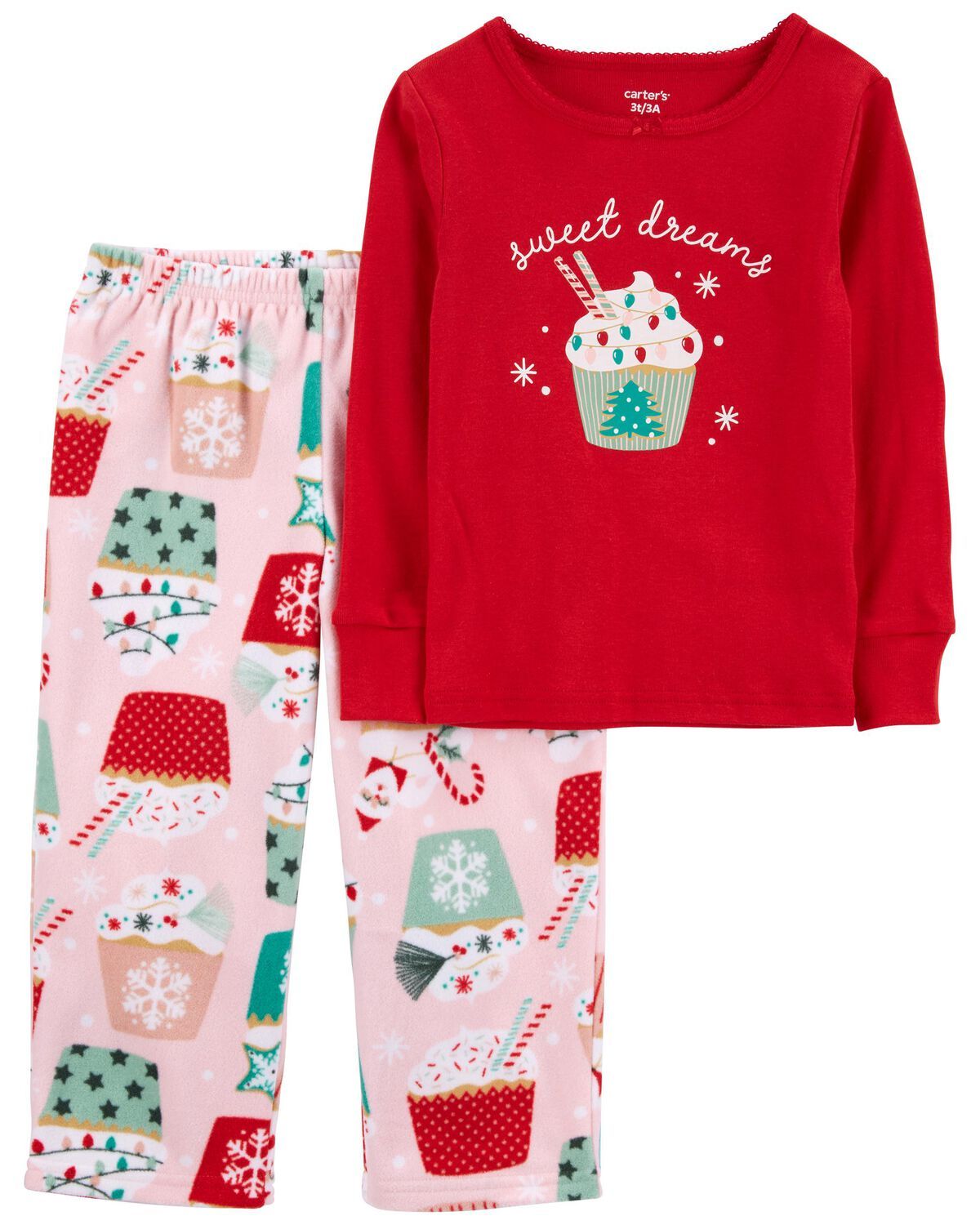 Red/Pink Toddler 2-Piece Cupcake Fleece Pajamas | carters.com | Carter's