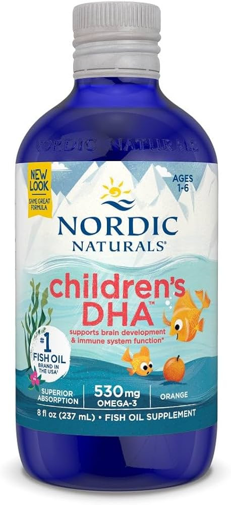 Nordic Naturals Children’s DHA, Orange - 8 oz for Kids - 530 mg Omega-3 with EPA & DHA - Brain ... | Amazon (US)