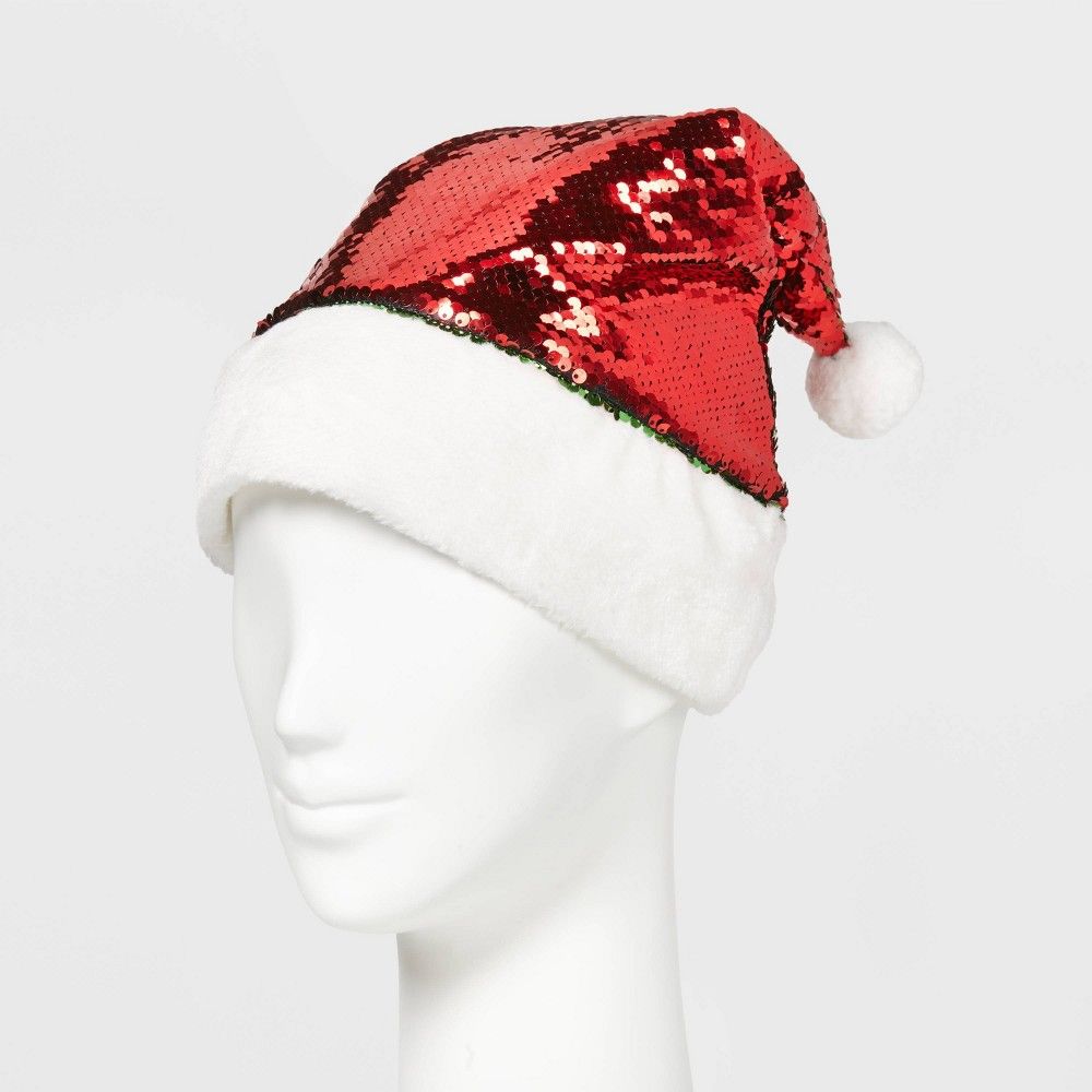 Reversible Sequin Santa Hat Red & Green - Wondershop | Target