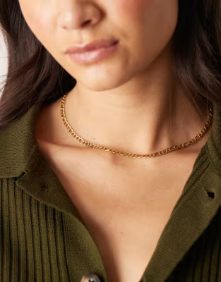 Lost Souls stainless steel 18ct gold plated figaro chain necklace | ASOS (Global)