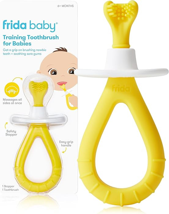 Training Toothbrush for Babies with Soft Silicone Bristles by Frida Baby | Amazon (CA)
