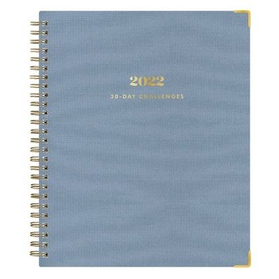 2022 30 Day Challenge Planner 7"x9" Bookcloth Weekly/Monthly Wirebound Dark Blue - The Everygirl ... | Target