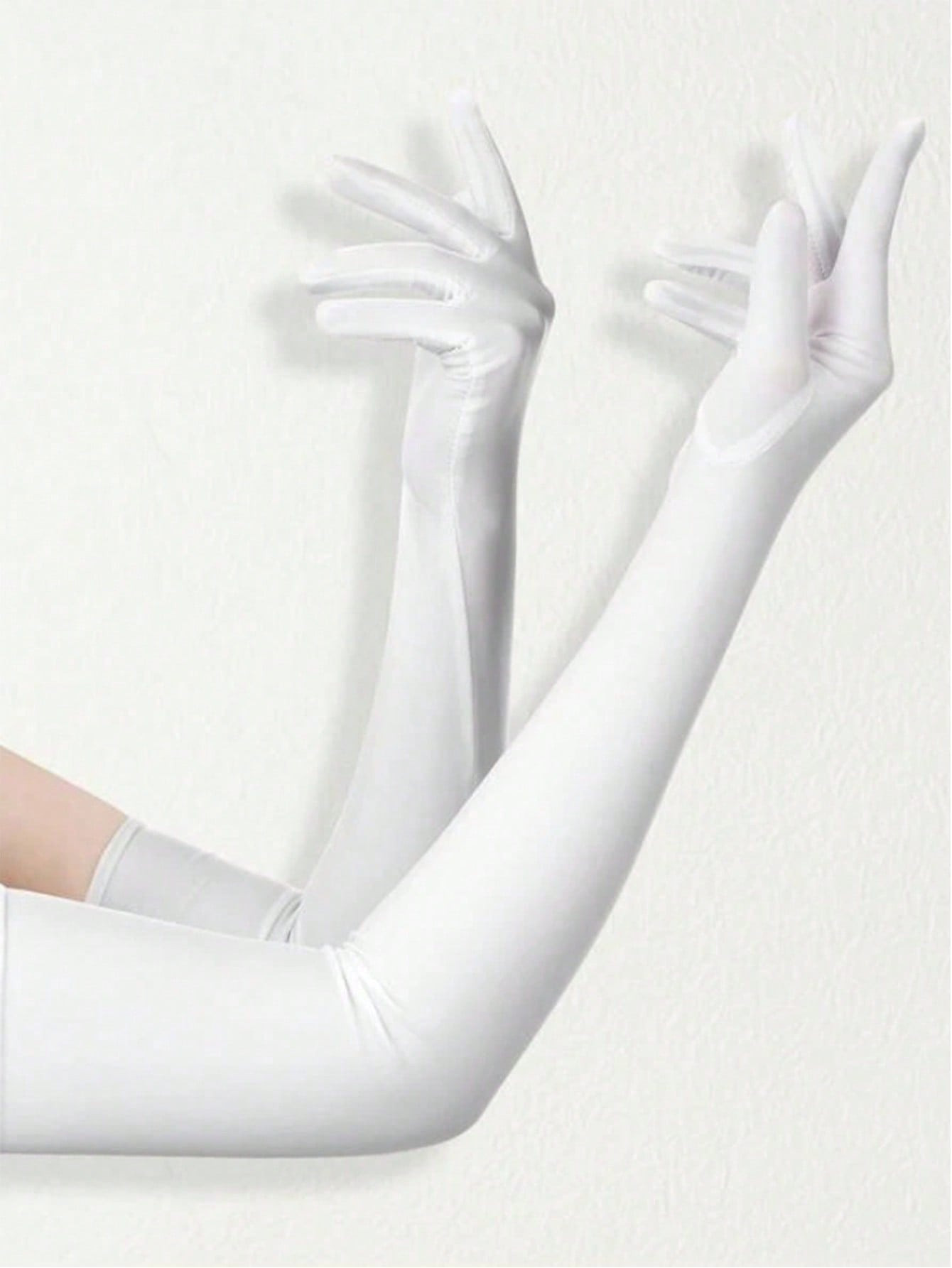 1 Pair Long Gloves Women Satin Gloves 21" Long Gloves For Women Fancy Opera Gloves Elbow Lenth Gl... | SHEIN