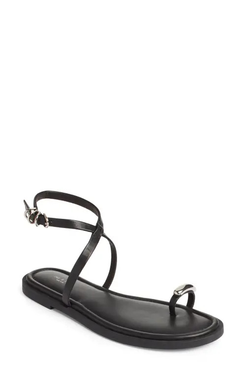 rag & bone Geo Ring Ankle Strap Sandal in Black Leather at Nordstrom, Size 6.5Us | Nordstrom