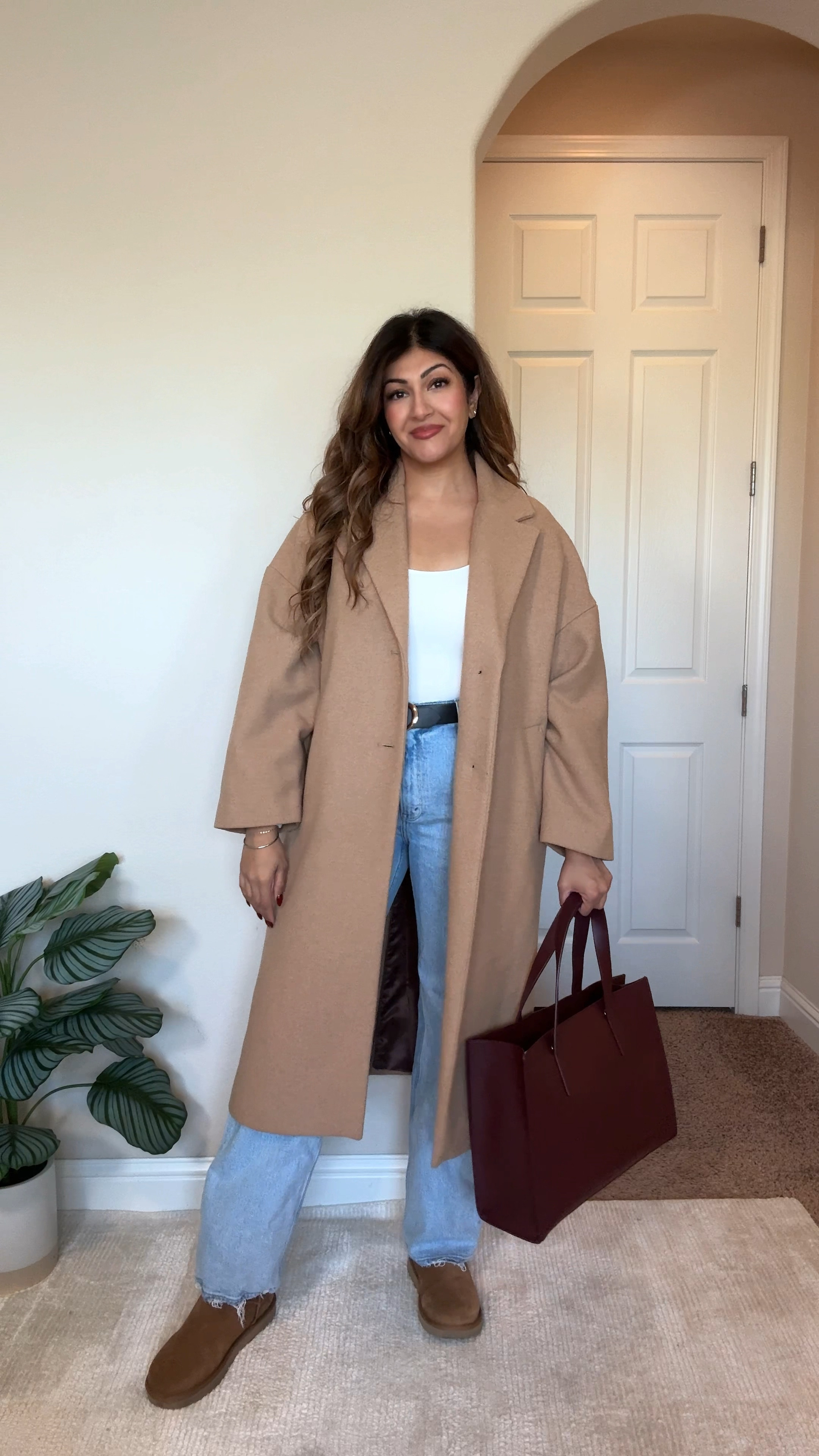 Casual Friday at work outfit also doubles as a comfy winter outfit. These are on sale for Black Friday and cyber week:
- Abercrombie jeans wearing size 31
- buttery soft bodysuits from Amazon
- oversize camel coat 

Casual workwear / thanksgiving outfit / winter outfit / cozy outfit / uggs on sale 


#LTKCyberWeek #LTKWorkwear #LTKSeasonal