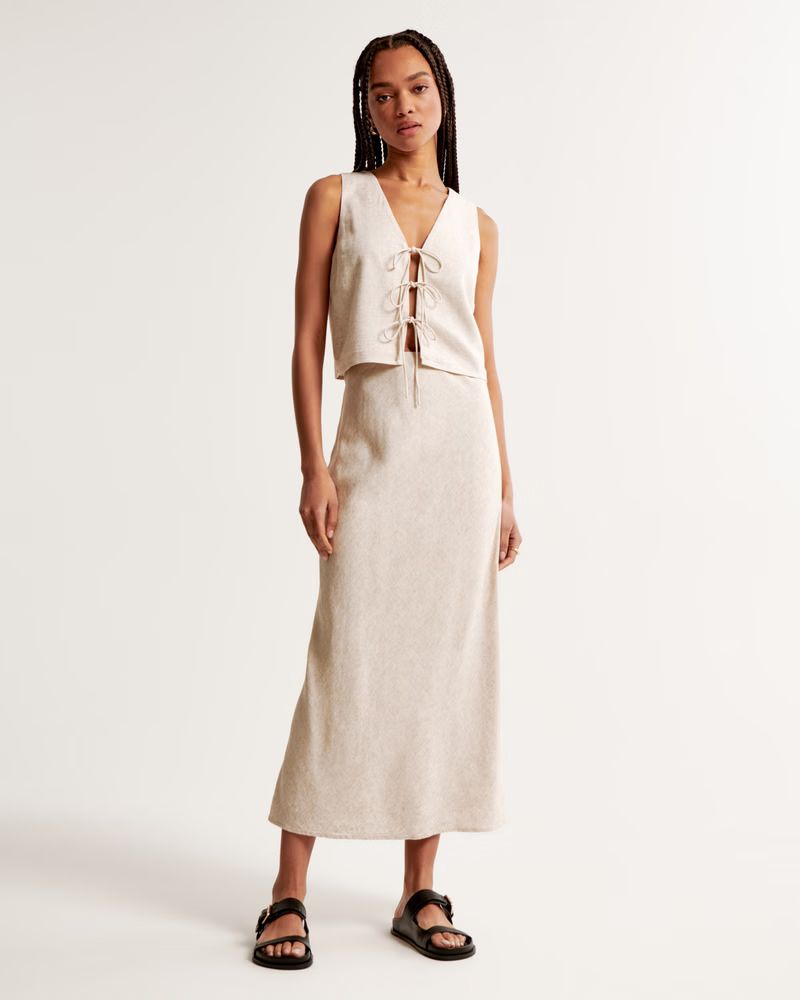 Linen-Blend Column Maxi Skirt | Abercrombie & Fitch (US)