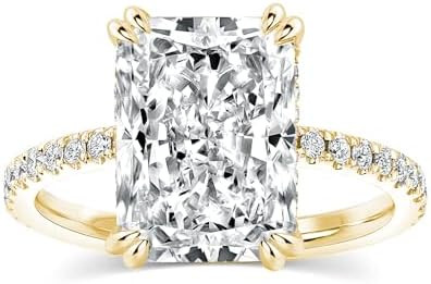 PAFIDDY 4.5CT Stunning Radiant Cut Engagement Ring for Women, S925 Silver AAAAA Grade Cubic Zirco... | Amazon (US)