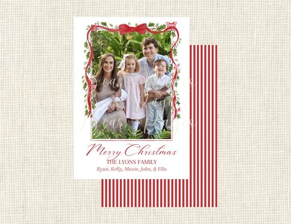 Watercolor Christmas Cards Bows / Greenery - Etsy | Etsy (US)