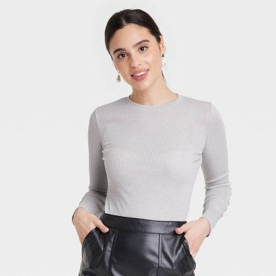 Women's Long Sleeve Slim Fit Crewneck T-Shirt - A New Day™ | Target