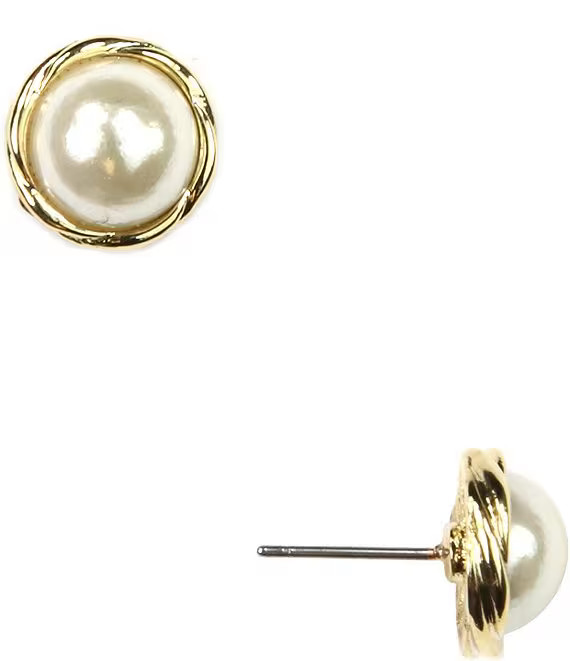 Anne Klein Faux-Pearl Framed Stud Earrings | Dillard's | Dillard's