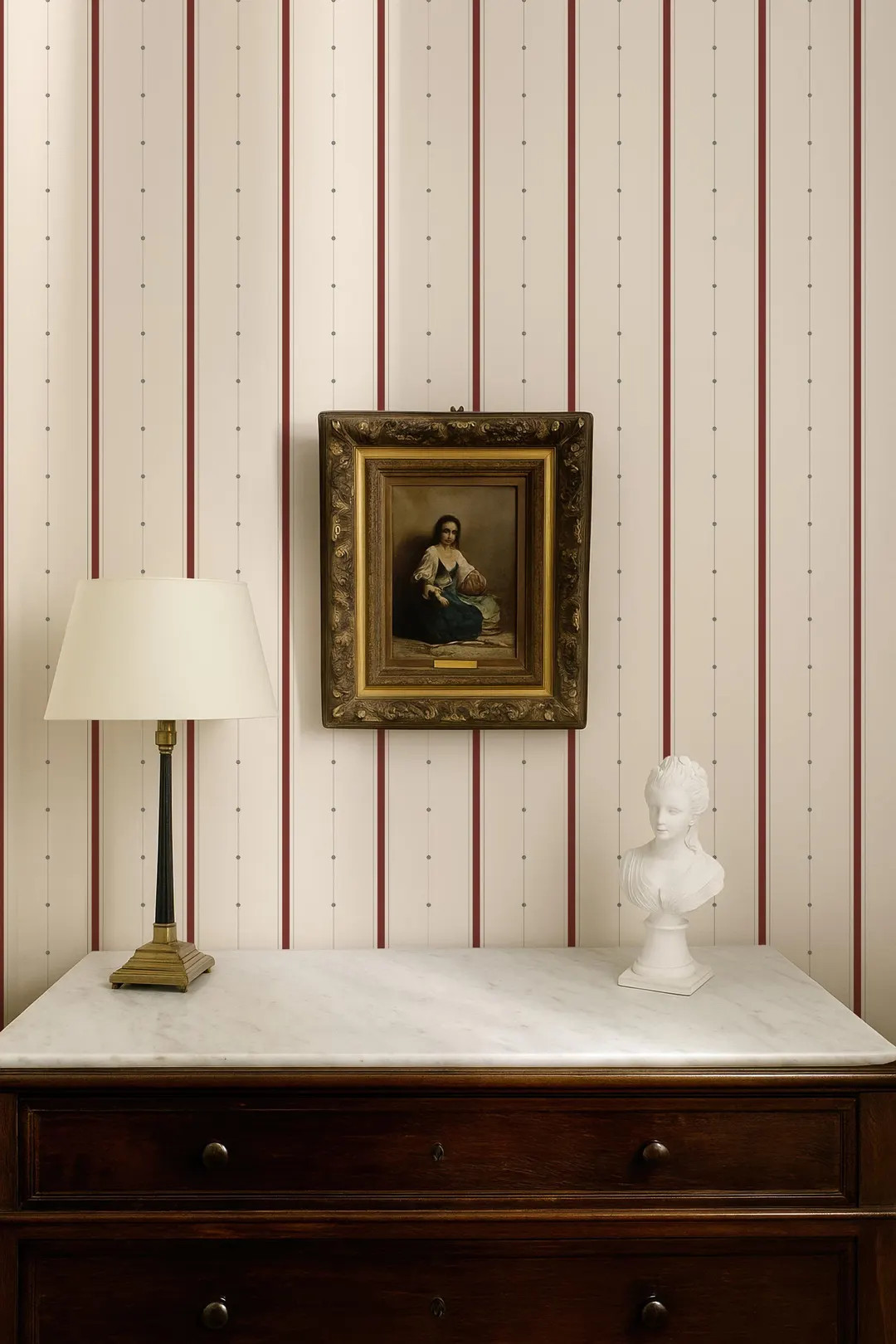 Red Stripe Removable Wallpaper – Vintage Inspired Temporary Decal, Classic Vertical Lines Peel ... | Etsy (US)