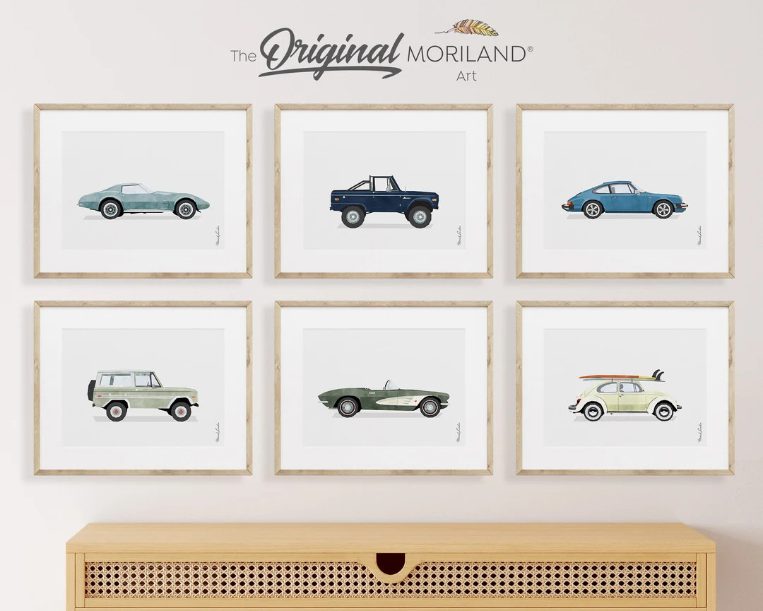 Classic Cars Art Prints Printable Set of 6, Car Poster, Boy Nursery Decor, Car Prints, Nursery Pr... | Etsy (US)