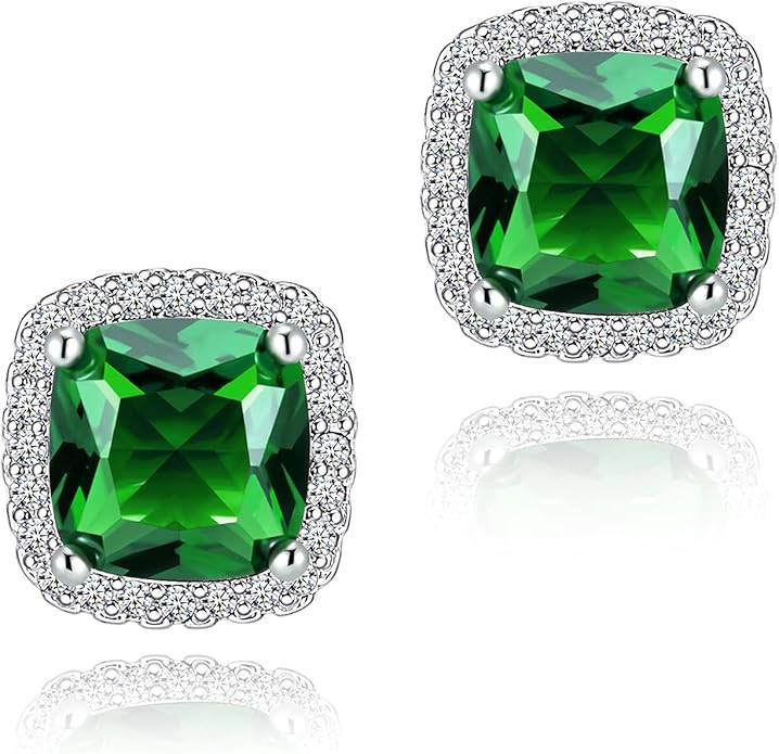 Cubic Zirconia Earrings Studs, CZ Stud Earrings YOMELA White Gold 10MM Square Round Teardrop Hear... | Amazon (US)