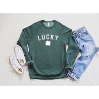 Lucky Shirt, St Patricks Day Sweatshirt, Irish Crewneck, Women's Plus Size | Etsy (US)