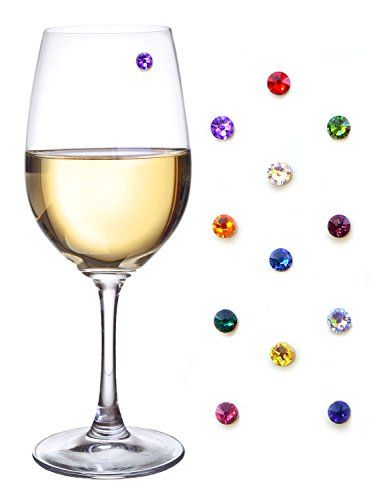 Swarovski Crystal Magnetic Wine Glass Charms Set of 12 - Entertain Elegantly with Trendy Wine Glass  | Amazon (US)