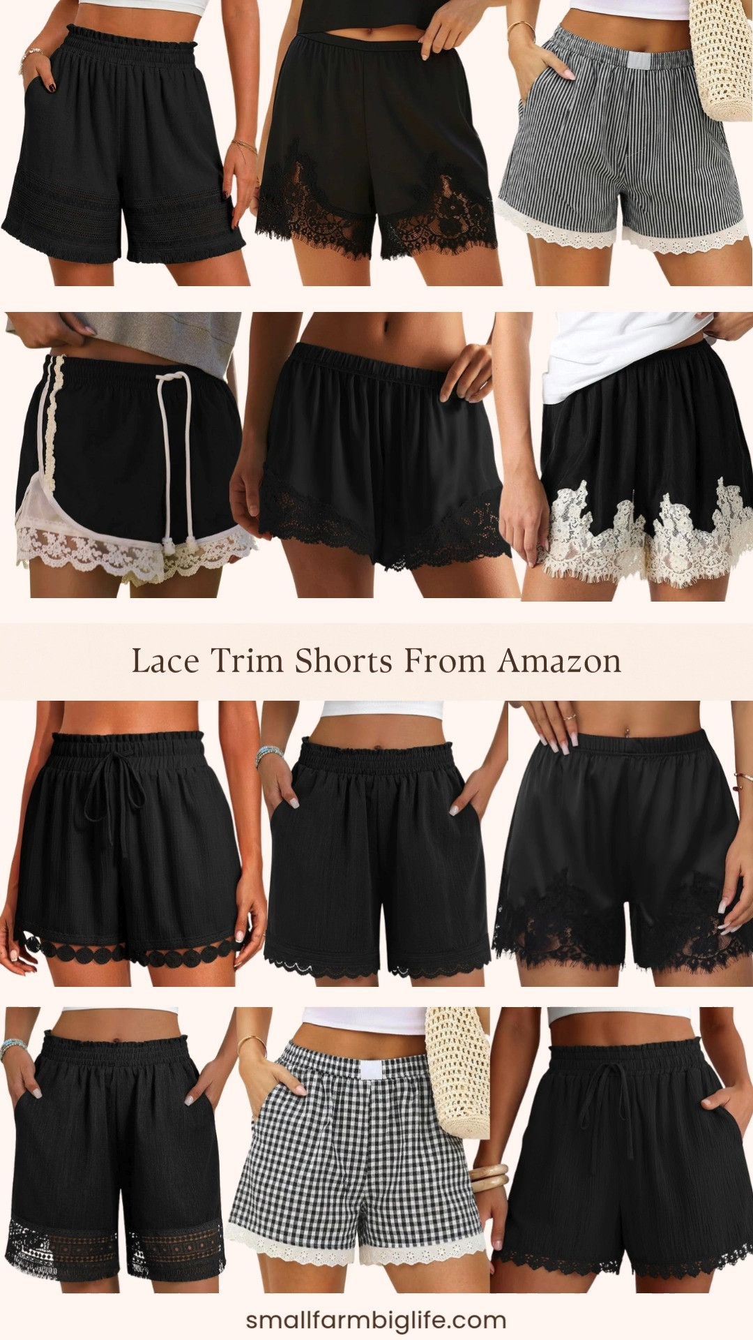 Black lace trim shorts are the easy summer piece I keep reaching for right now, comfortable enough for lounging and cute enough for beach days or vacation outfits. These lace trim shorts come in so many great styles, from satin lace lounge shorts and pajama bottoms to boho beach cover ups and casual elastic waist shorts with pockets, all with that soft, relaxed fit that makes them perfect for everyday wear.
Whether you are looking for Y2K style satin lace shorts, wide leg lace hem shorts, or gingham ruffle boxer shorts, this roundup has an option for every summer occasion, from beach vacations to lazy weekends at home. Shop all of my favorite black lace trim shorts from Amazon linked in this post. 

 #LTKootd #LTKSeasonal #LTKOver40