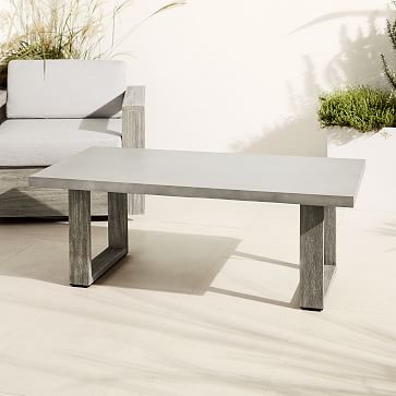 Concrete Outdoor Coffee Table - Weathered Wood | West Elm (US)