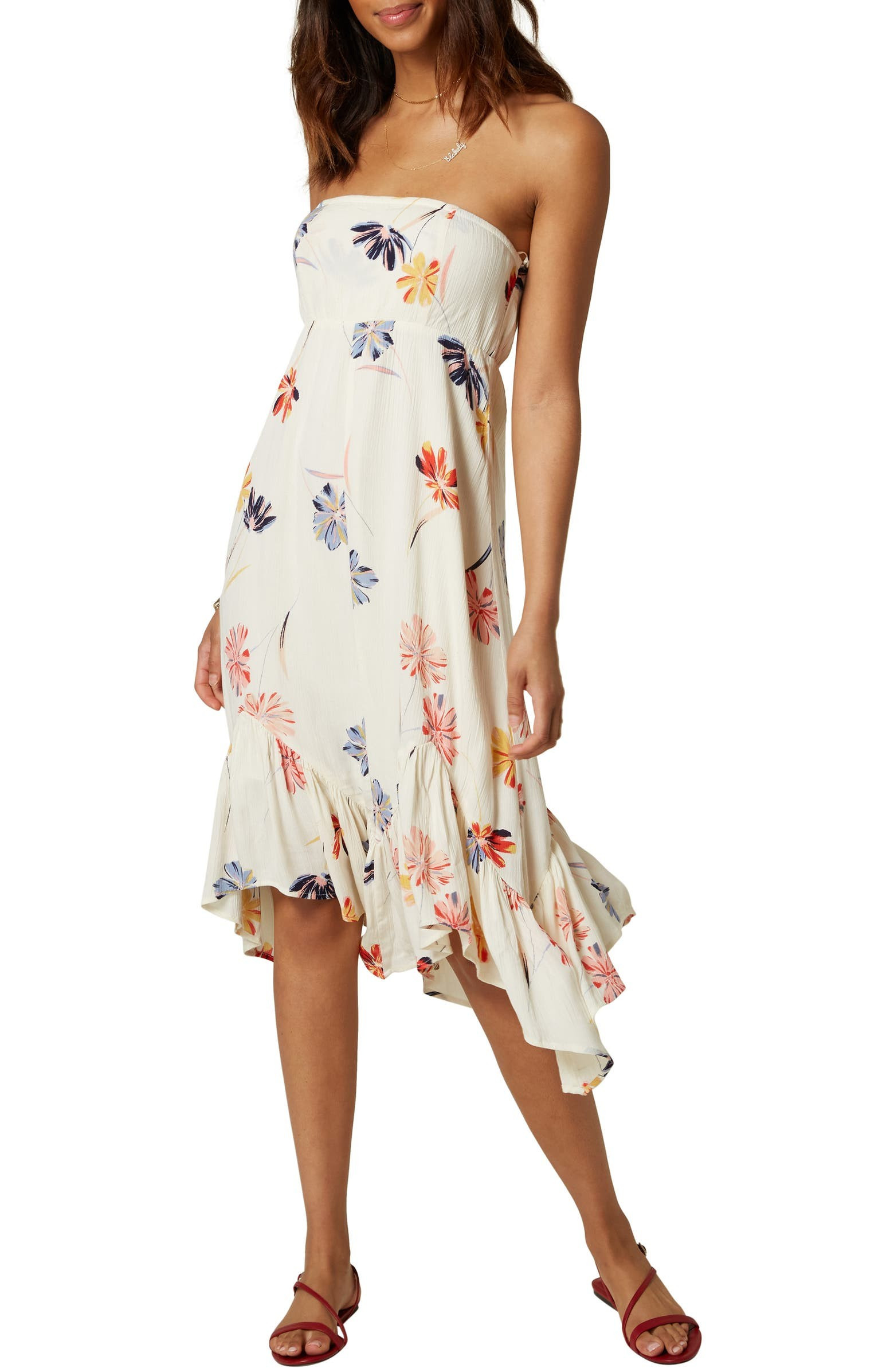 O'Neill Carolina Floral Strapless Asymmetric Dress | Nordstrom | Nordstrom